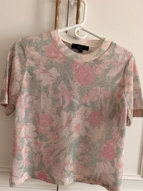 Zara Pink and Sage Floral Crewneck Sweater